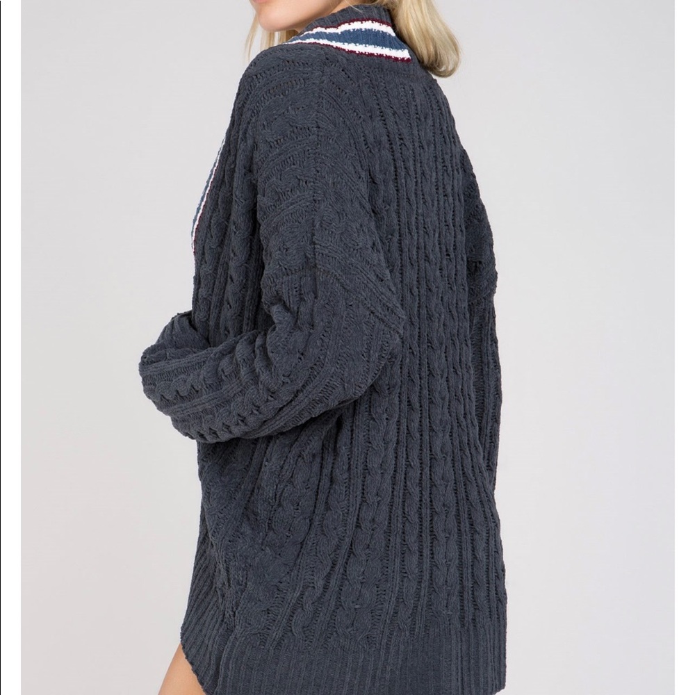 LAST1️⃣Varsity Chenille Charcoal Cardigan - Picture 5 of 8